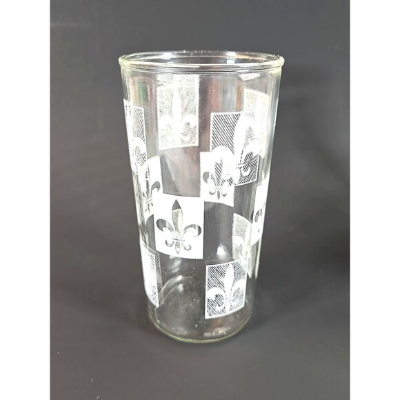 4 Vintage   Drinking Glasses MCM Mid-Century Fleur De Lis  Libbey - Picture 2 of 5